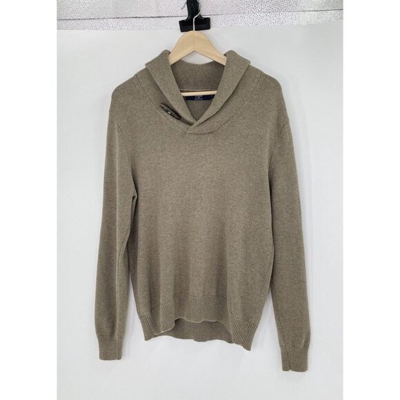 J‎ Crew Mens Brown Cotton Toggle Shawl Neck Pullover Sweater Size Small - Picture 1 of 10